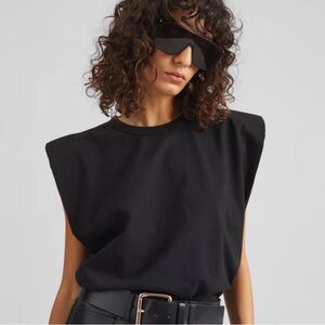 Frankie Shop Eva Padded Muscle Tee Black Size XS